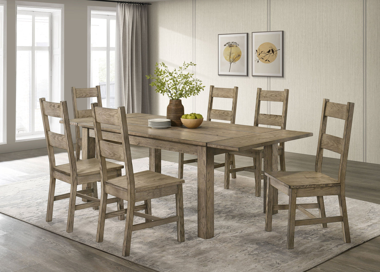 Table à manger extensible en bois massif Cardova de 87 pouces, chêne vigne