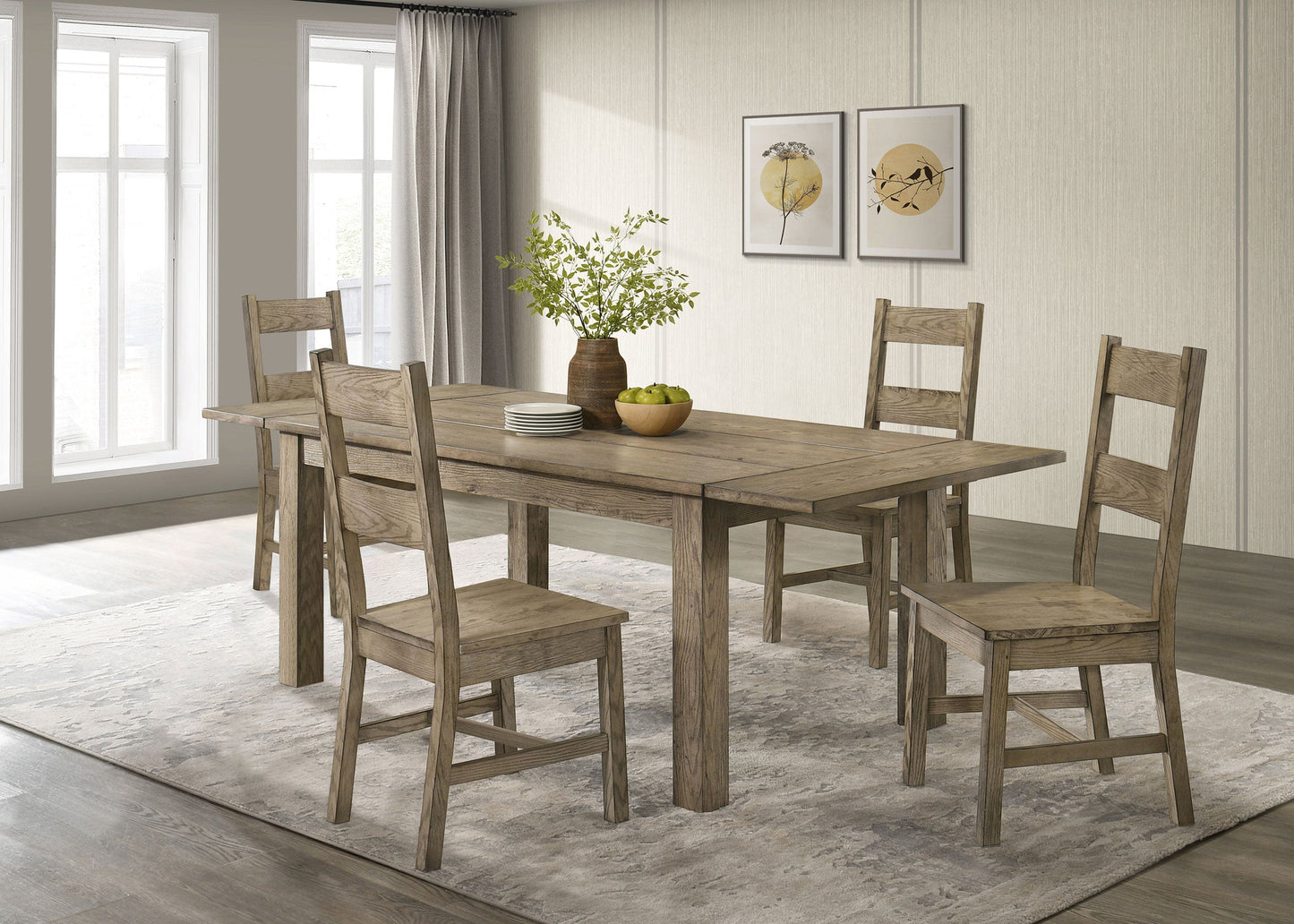 Ensemble de salle à manger avec table extensible Cardova 5 pièces en chêne vigne