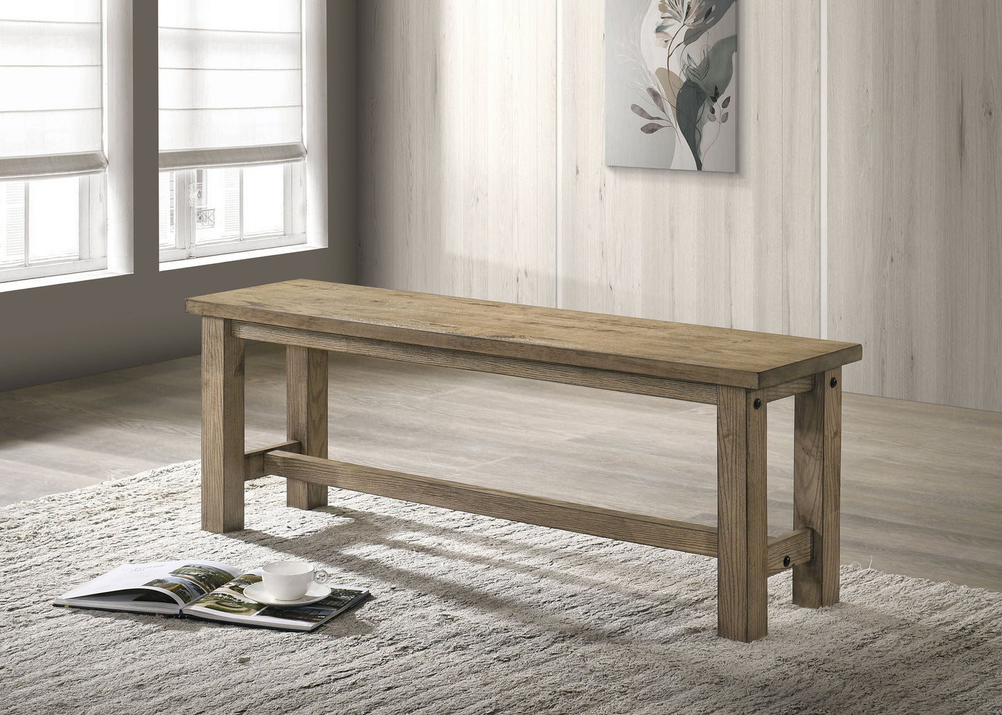 Banc de salle à manger en bois massif Cardova 51 pouces, chêne vigne