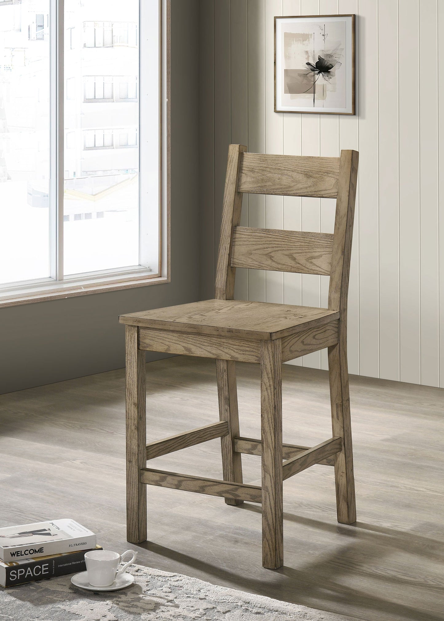 Chaise de salle à manger hauteur comptoir Cardova en chêne vigne (lot de 2)