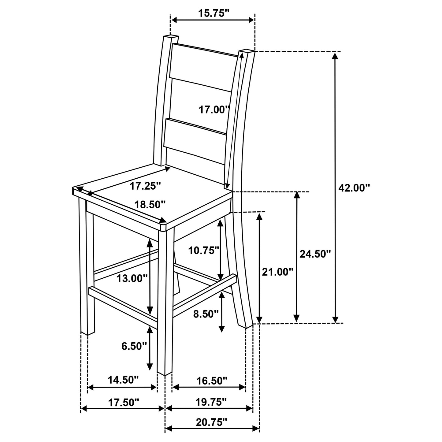 Chaise de salle à manger hauteur comptoir Cardova en chêne vigne (lot de 2)