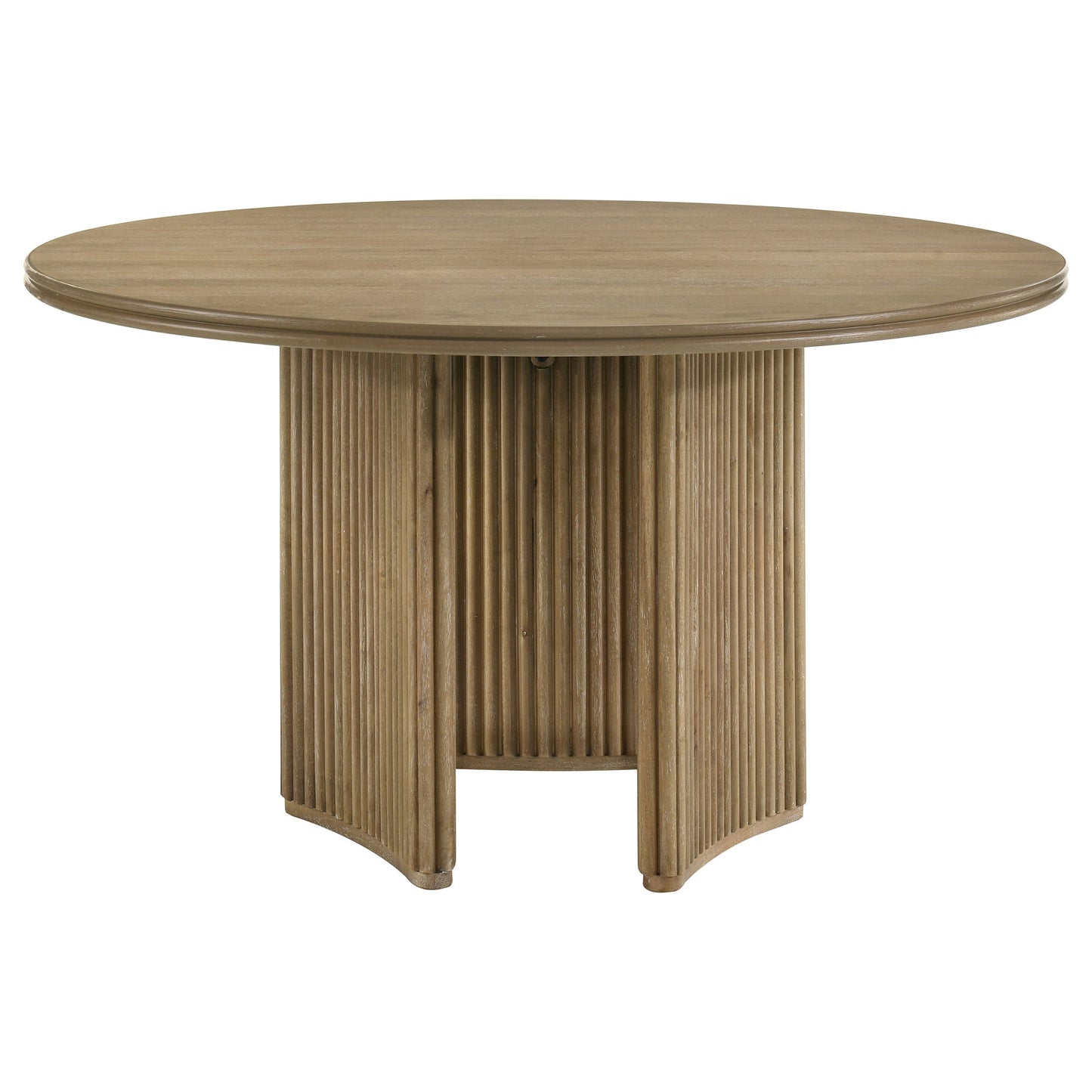 Table à manger ronde Adina en bois brun clair vieilli de 53 pouces