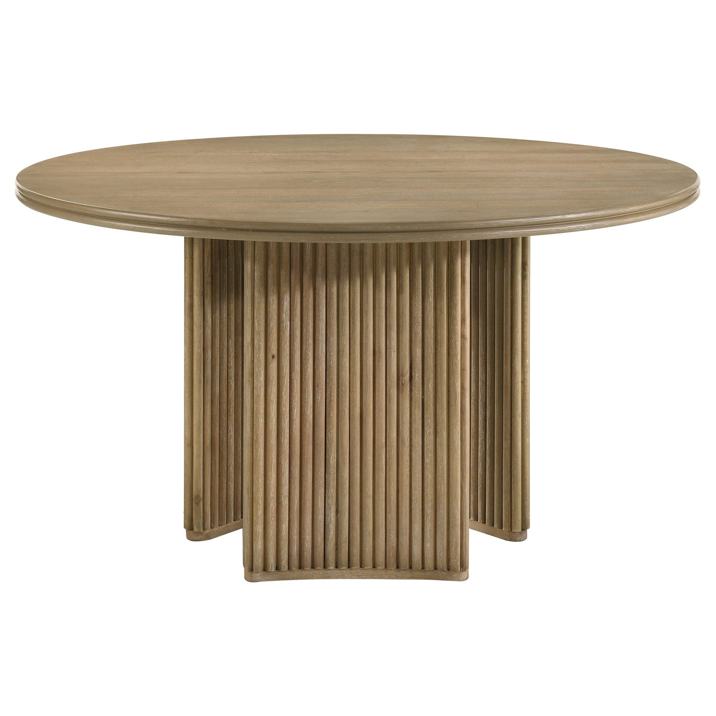 Table à manger ronde Adina en bois brun clair vieilli de 53 pouces
