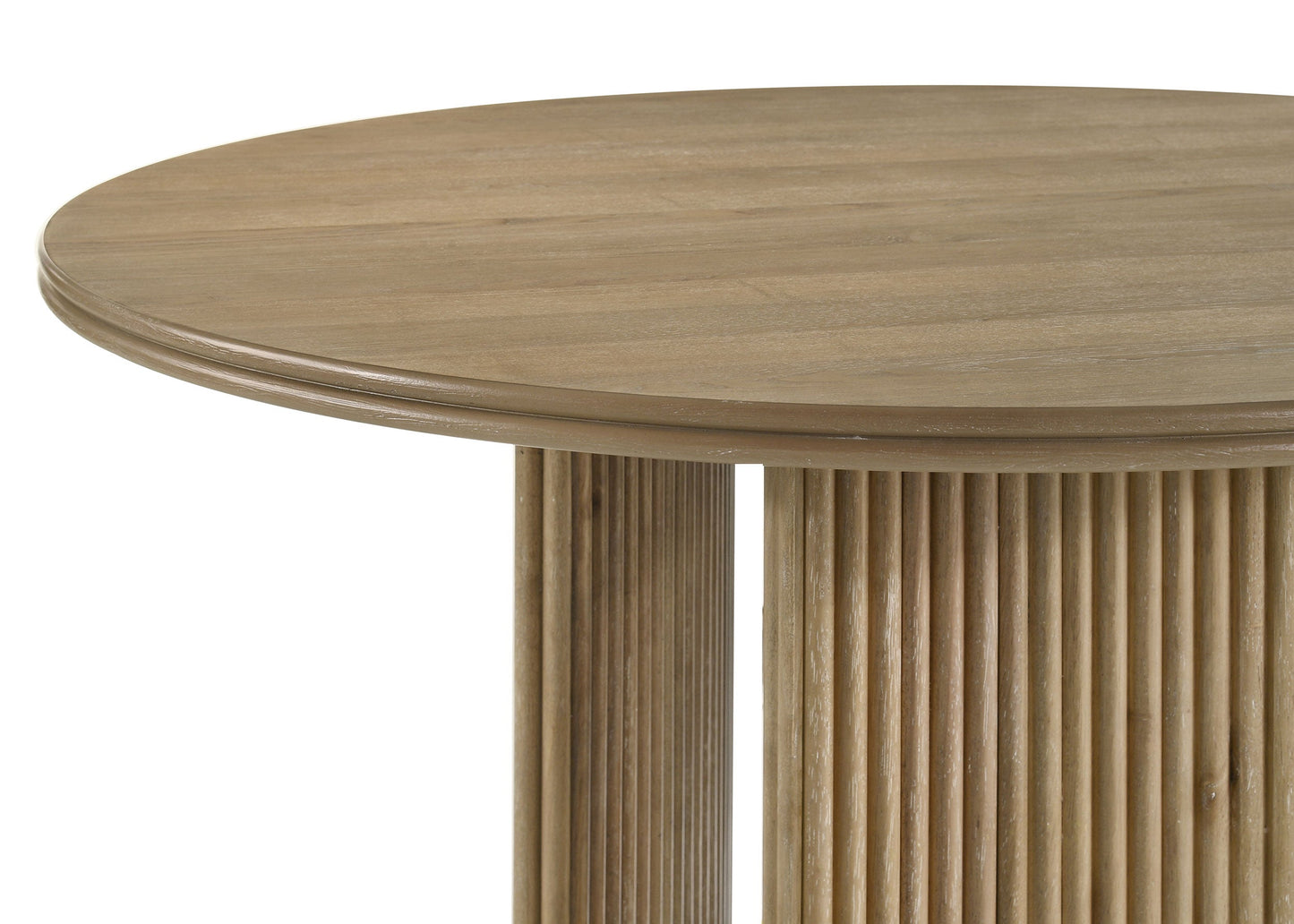 Table à manger ronde Adina en bois brun clair vieilli de 53 pouces