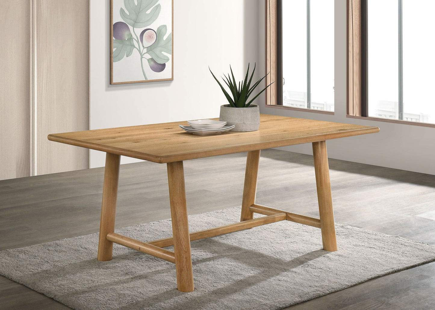 Table de salle à manger rectangulaire Duncan 71 pouces en bois de chêne délavé