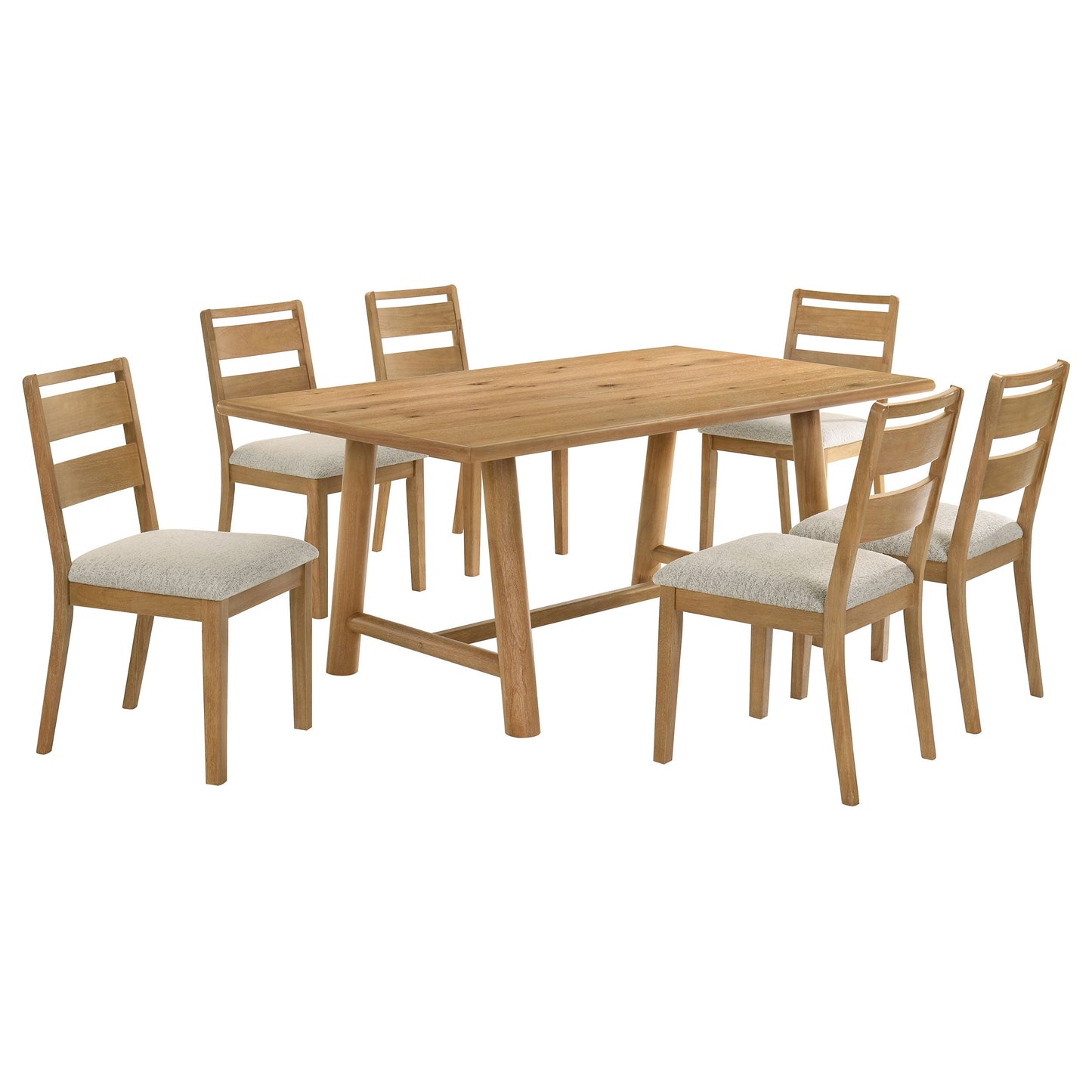 Ensemble de table à manger rectangulaire Duncan 7 pièces en bois de chêne lavé