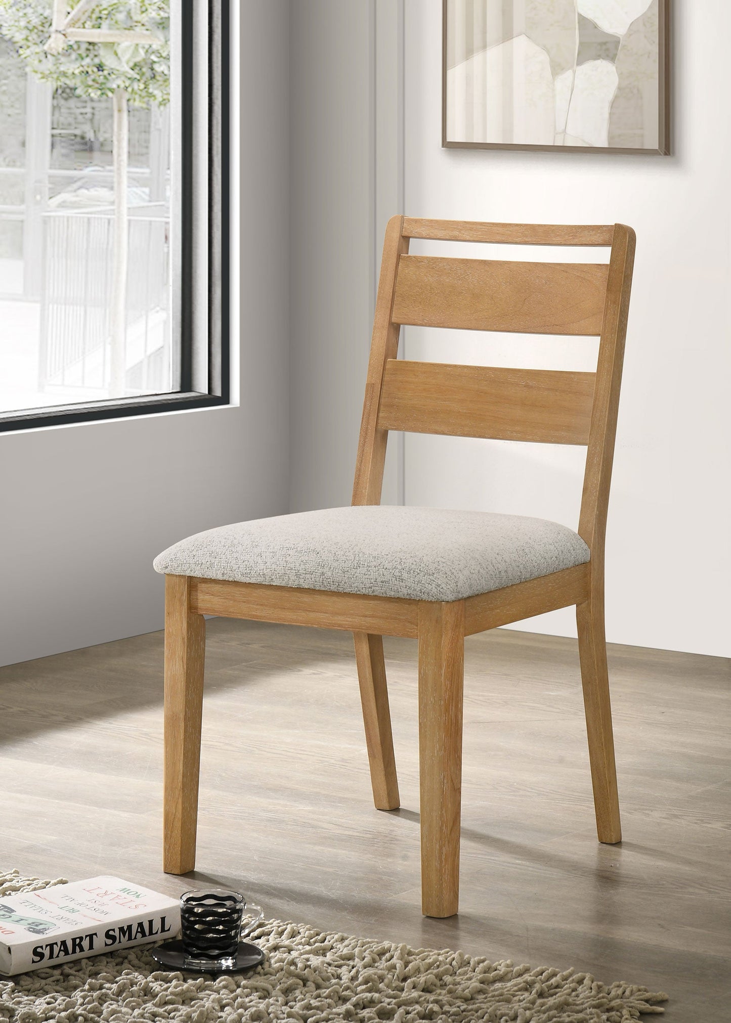 Chaise de salle à manger Duncan à dossier échelle en chêne délavé (lot de 2)