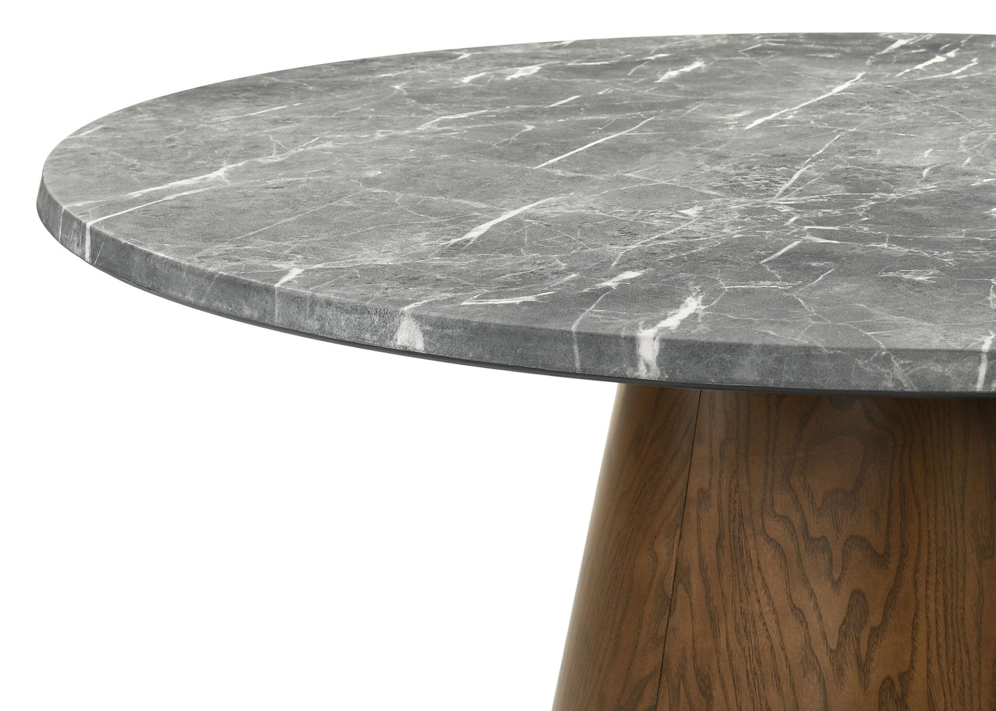 Table à manger ronde Franklin de 59 pouces, gris et chêne foncé