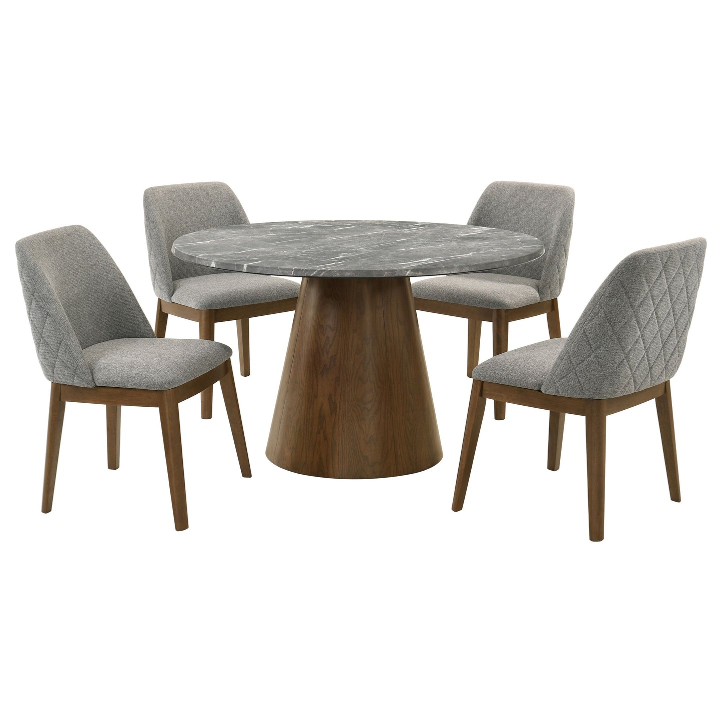 Ensemble de table à manger ronde Franklin 5 pièces gris et chêne foncé