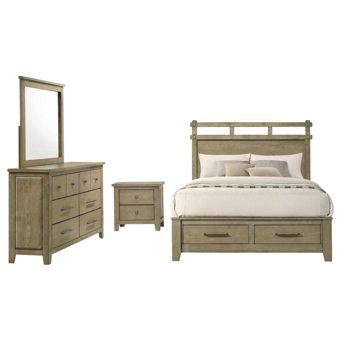 Ensemble de chambre à coucher Hazlewood 4 pièces avec lit king size oriental en chêne de vigne