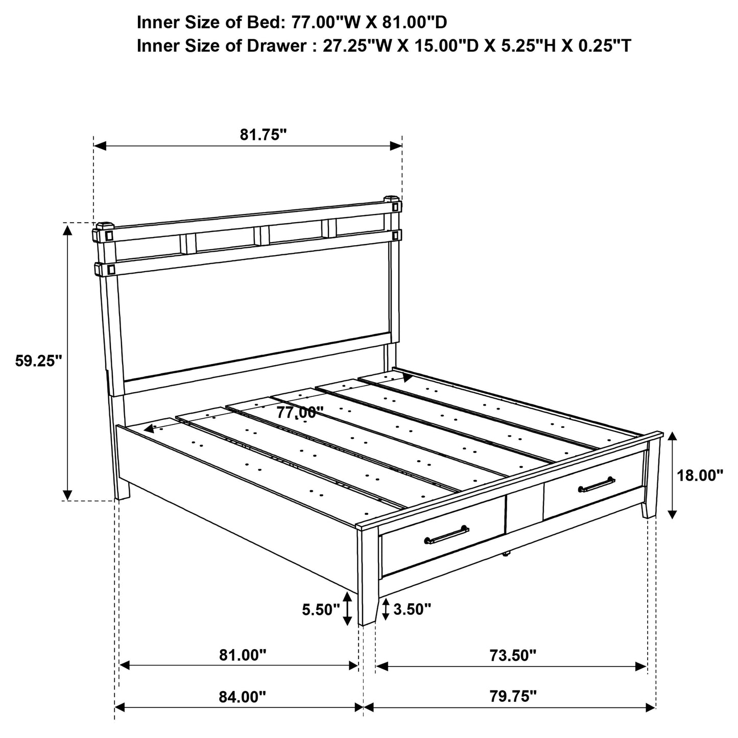 Ensemble de chambre à coucher Hazlewood 4 pièces avec lit king size oriental en chêne de vigne
