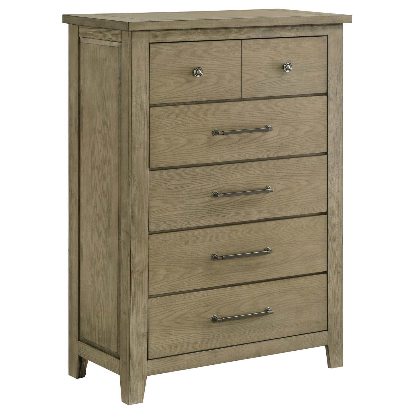 Ensemble de chambre à coucher Hazlewood 5 pièces avec lit king size oriental en chêne de vignoble