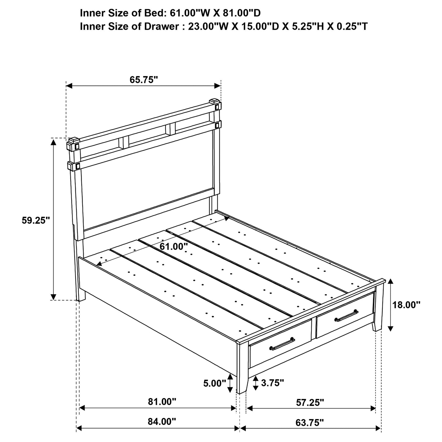 Ensemble de chambre à coucher Hazlewood 4 pièces avec lit Queen Size, chêne de vignoble