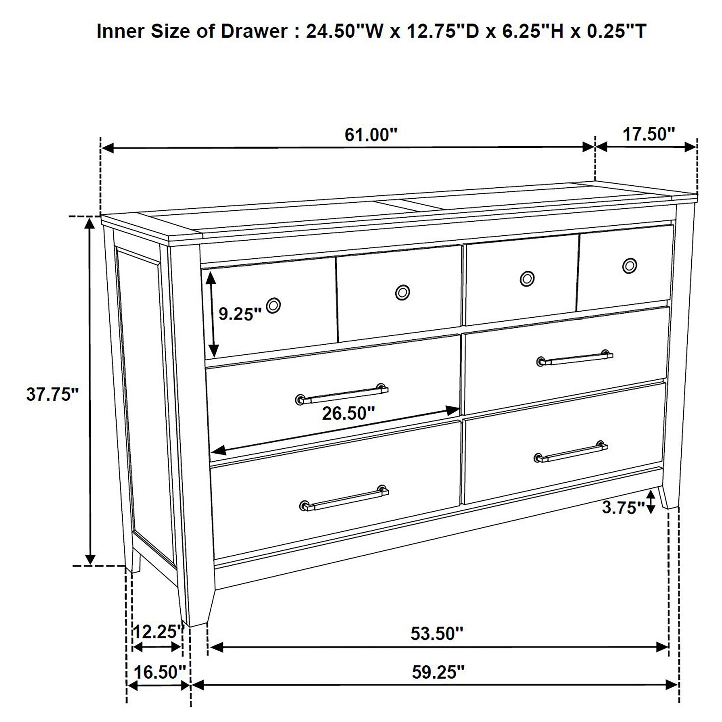 Ensemble de chambre à coucher 5 pièces Hazlewood avec lit Queen Size, chêne de vignoble