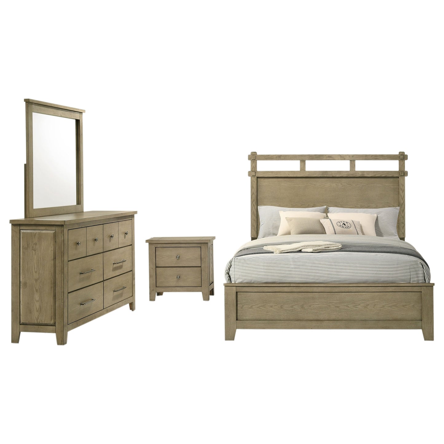Ensemble de chambre à coucher Hazlewood 4 pièces avec lit king size oriental en chêne de vigne