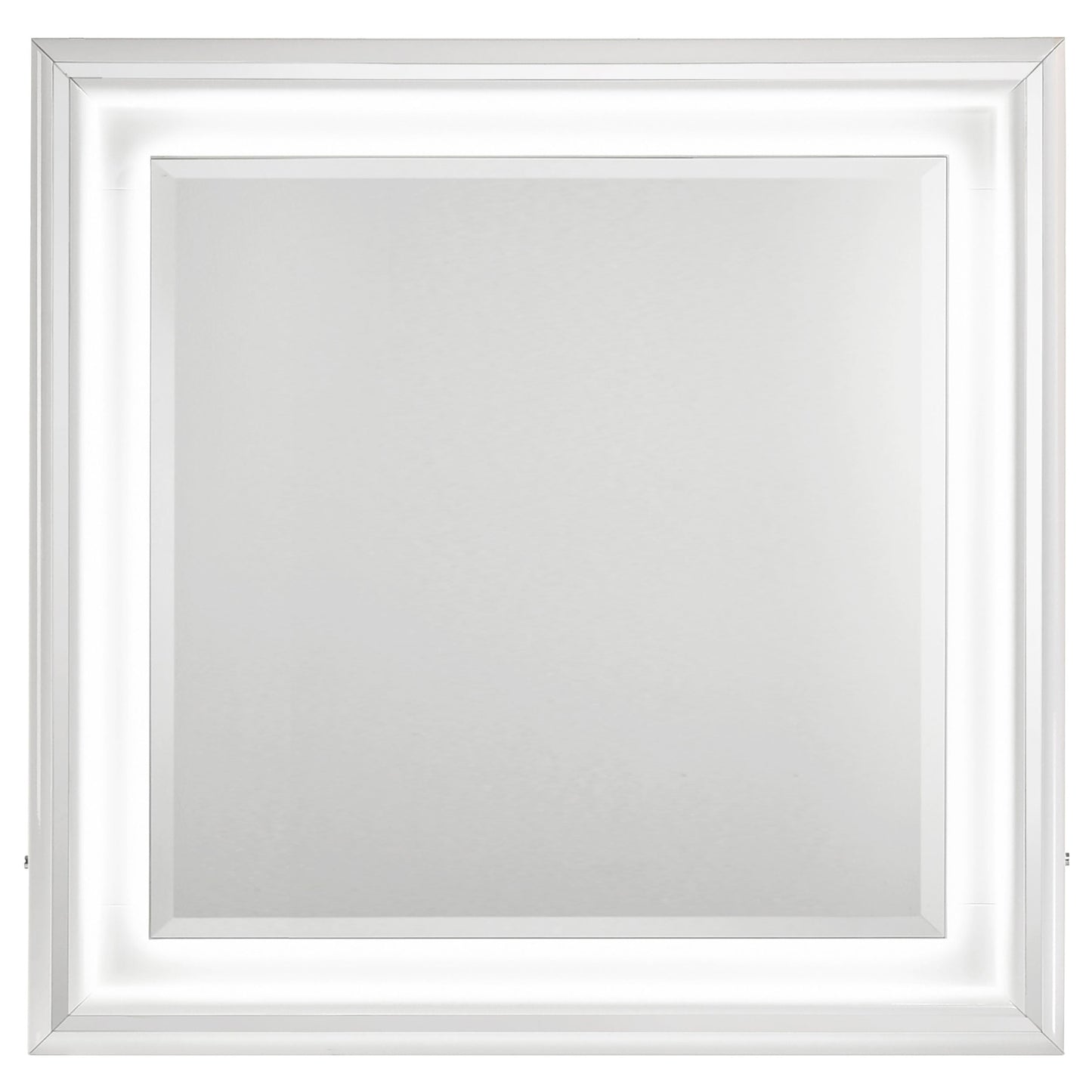 Ensemble de chambre à coucher Cassia 4 pièces avec lit king size oriental à LED, blanc brillant
