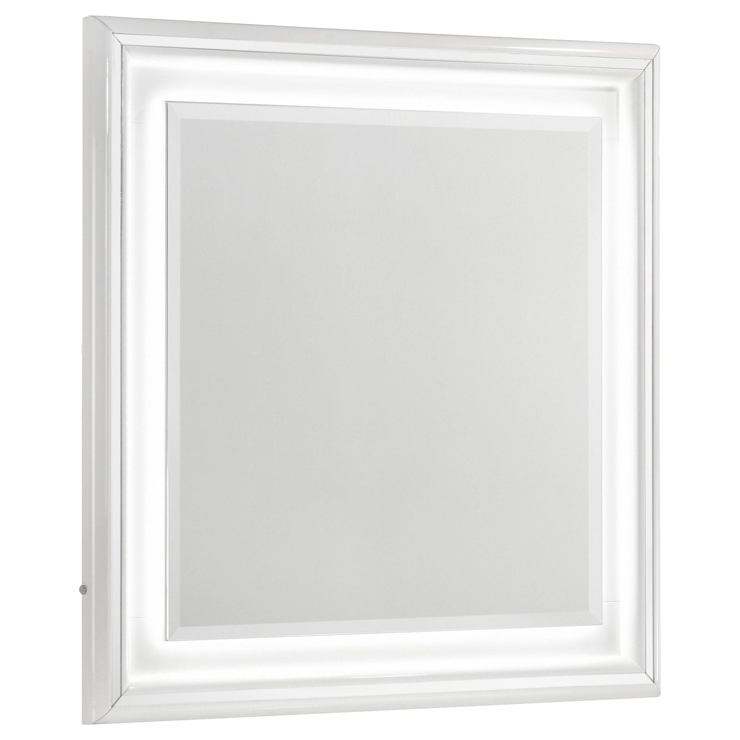 Ensemble de chambre à coucher Cassia 5 pièces avec lit king size à LED, blanc brillant