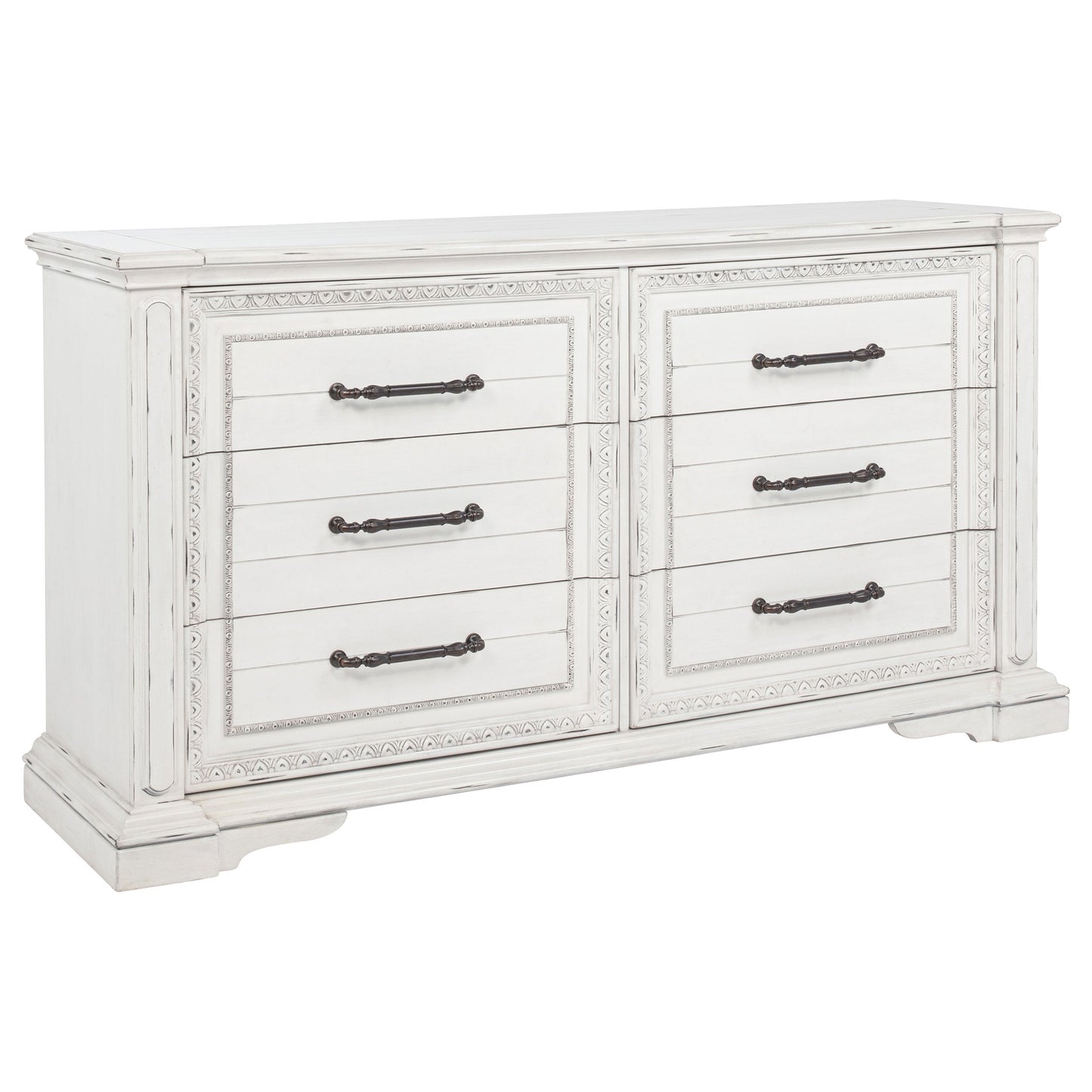 Ensemble de chambre à coucher McKinney 4 pièces avec lit king size Eastern, blanc vintage