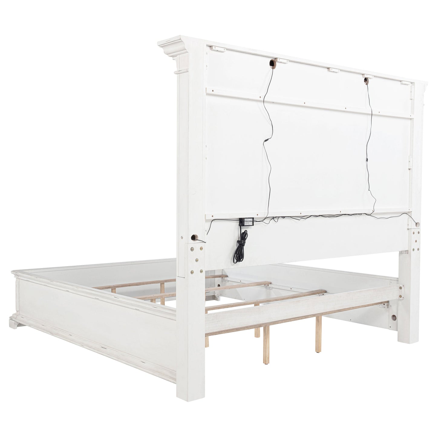 Ensemble de chambre à coucher McKinney 5 pièces avec lit king size Eastern, blanc vintage