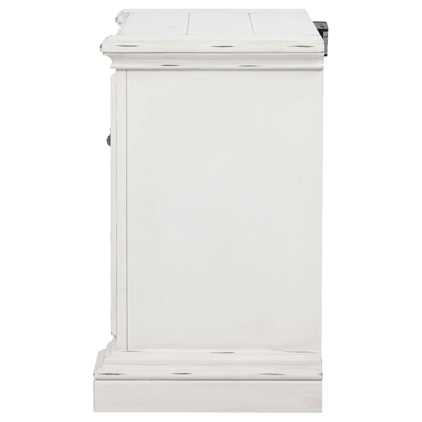 Table de chevet McKinney à 2 tiroirs avec double port USB, blanc vintage