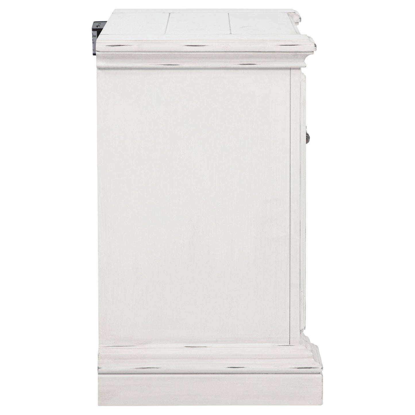 Table de chevet McKinney à 2 tiroirs avec double port USB, blanc vintage