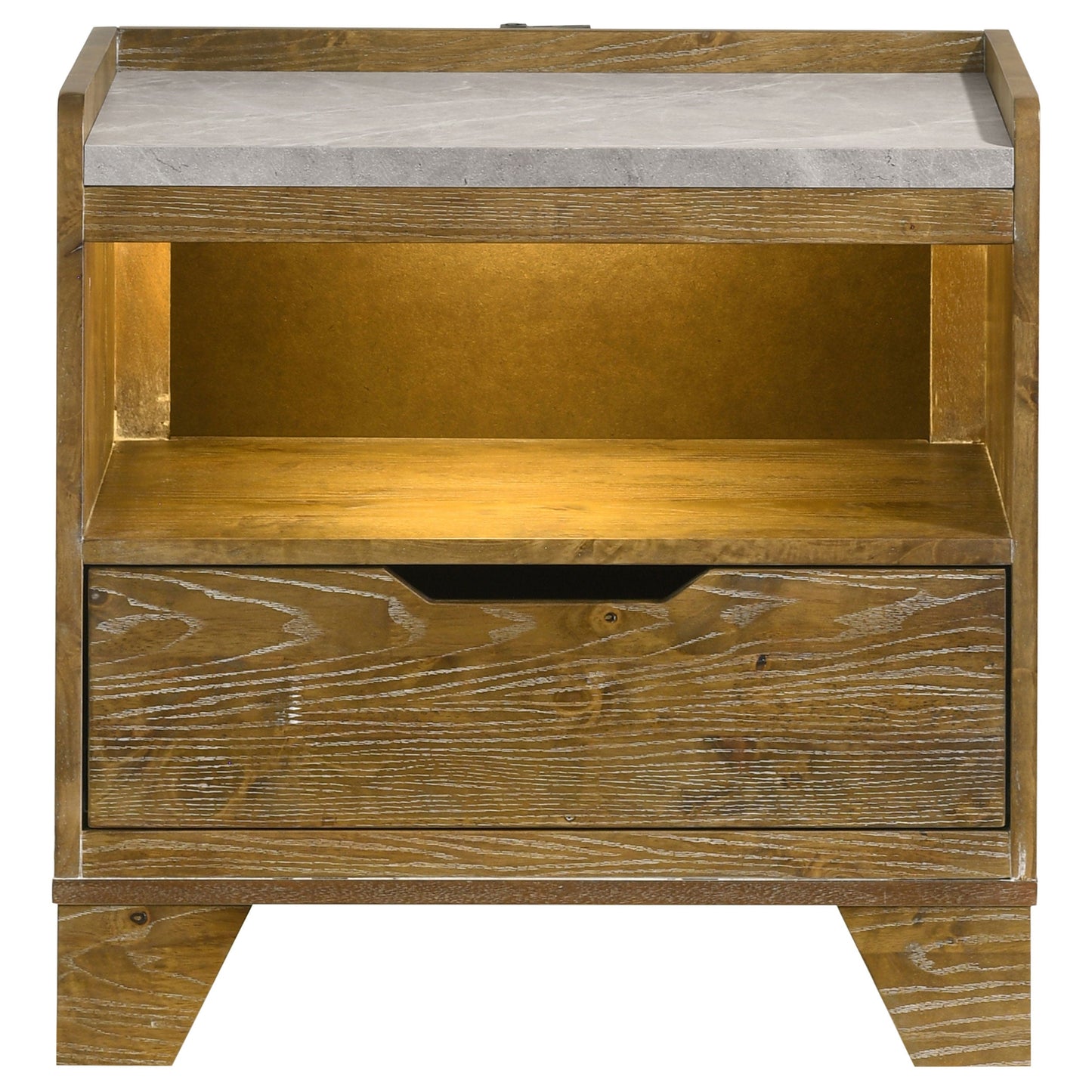 Table de chevet LED Henderson à 1 tiroir en chêne moyen