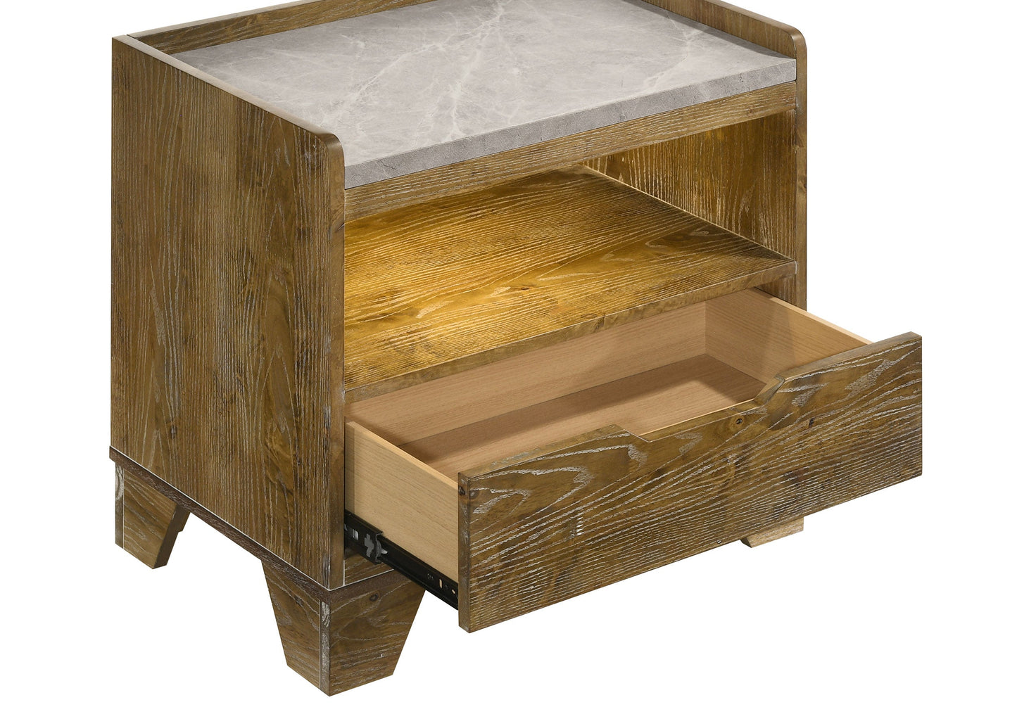 Table de chevet LED Henderson à 1 tiroir en chêne moyen