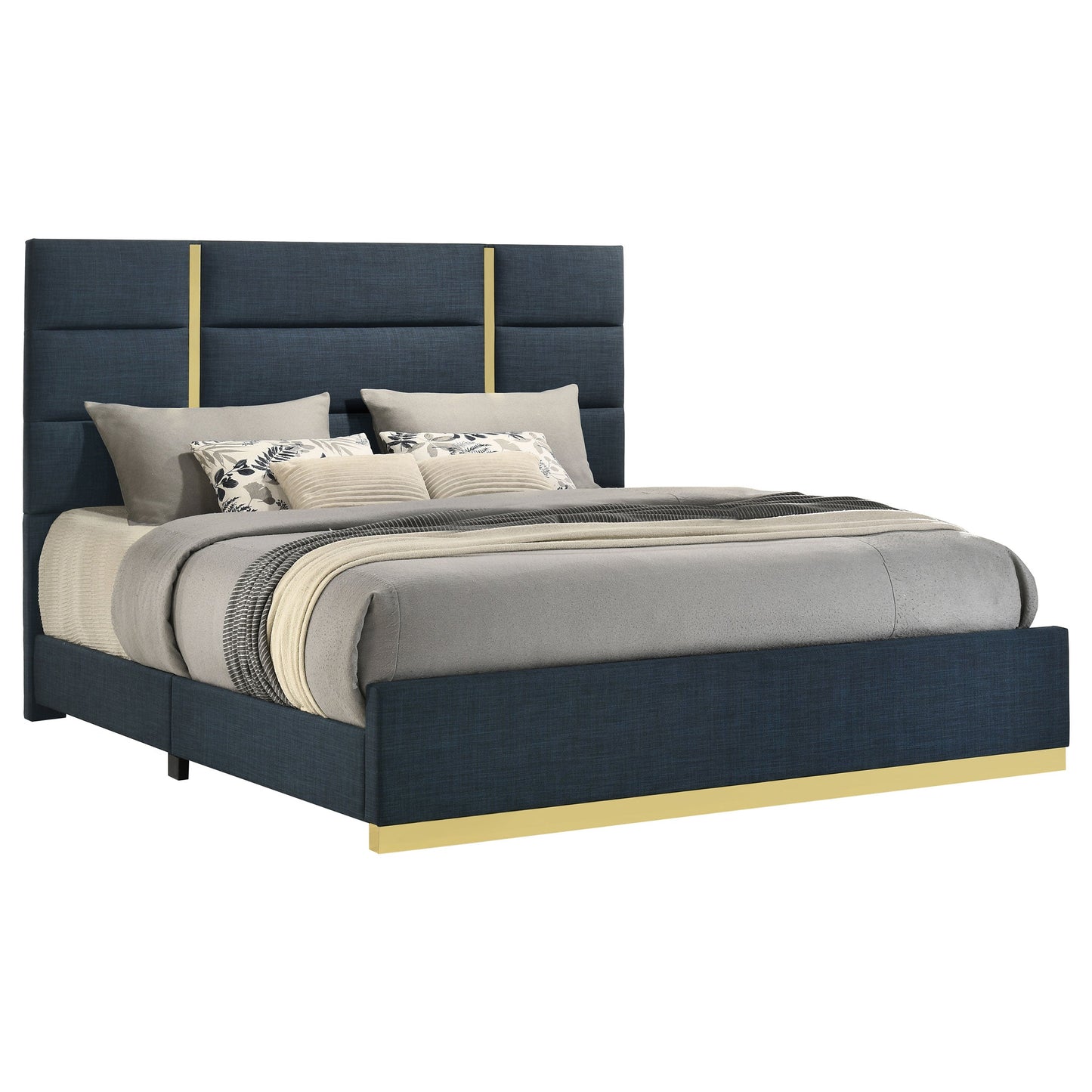 Lit Queen Ines 52 pouces en tissu bleu marine
