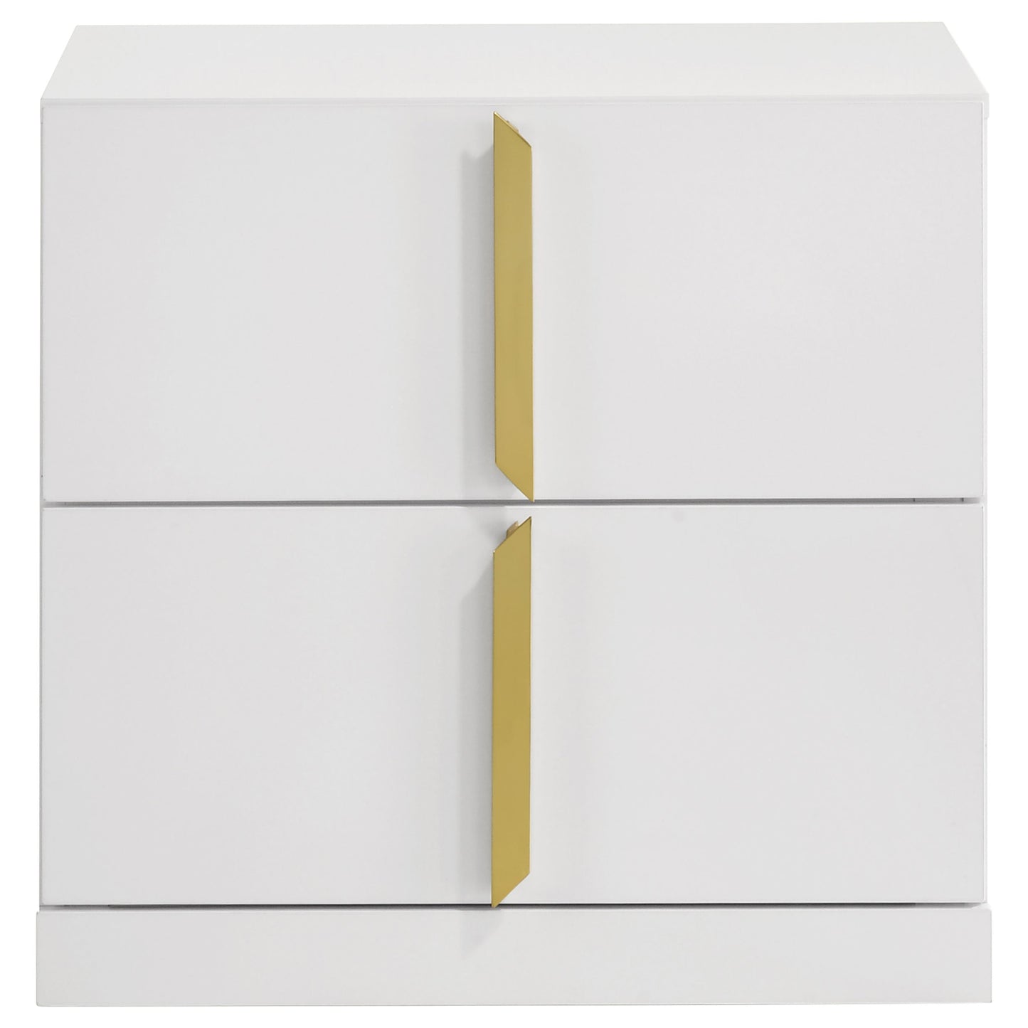Table de chevet 2 tiroirs Ines Blanc brillant