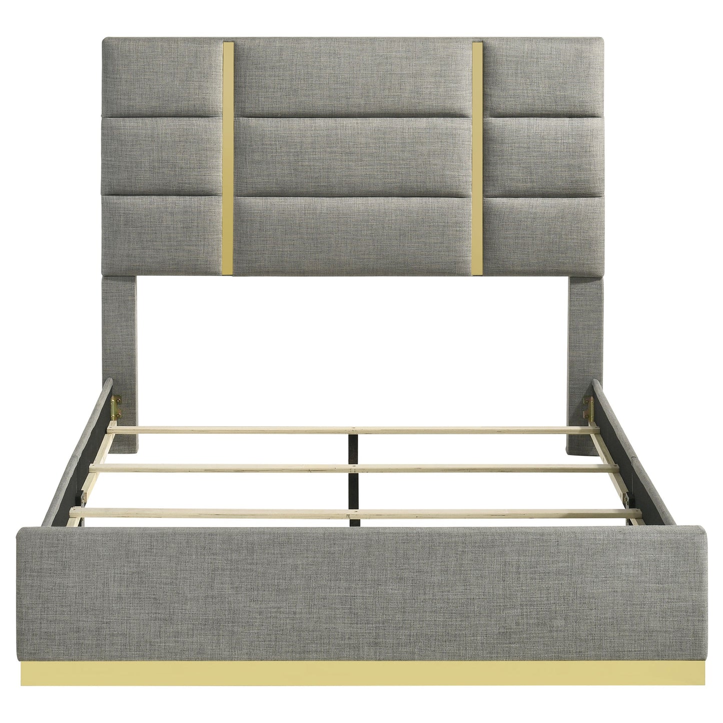 Lit queen-size rembourré en tissu Ines de 52 pouces, gris