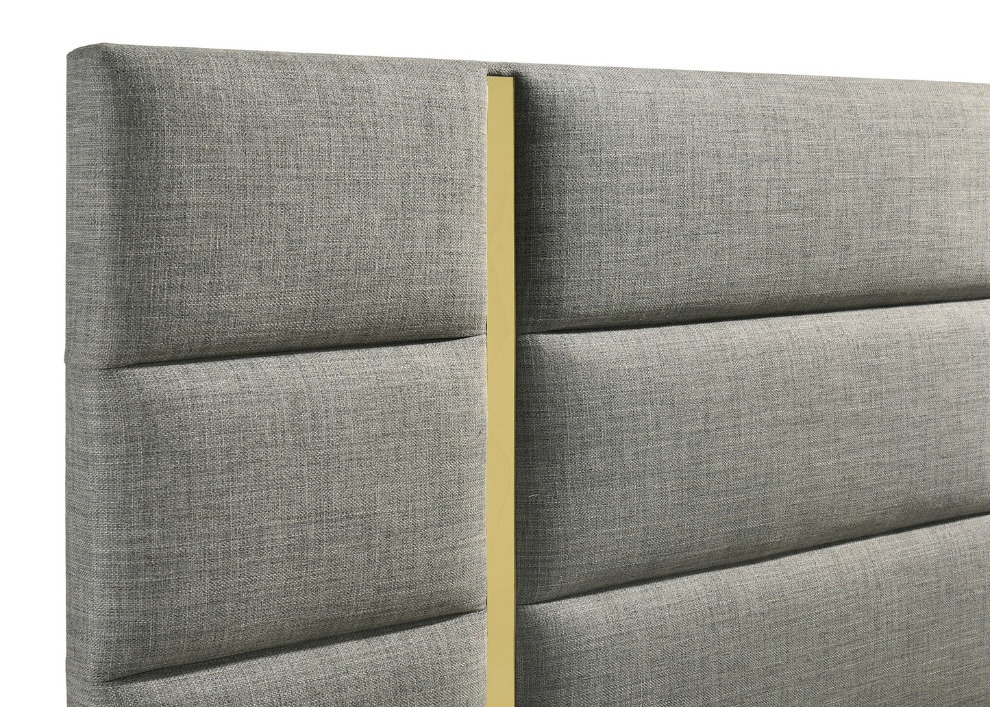 Lit king size Ines de 52 pouces, rembourré en tissu gris
