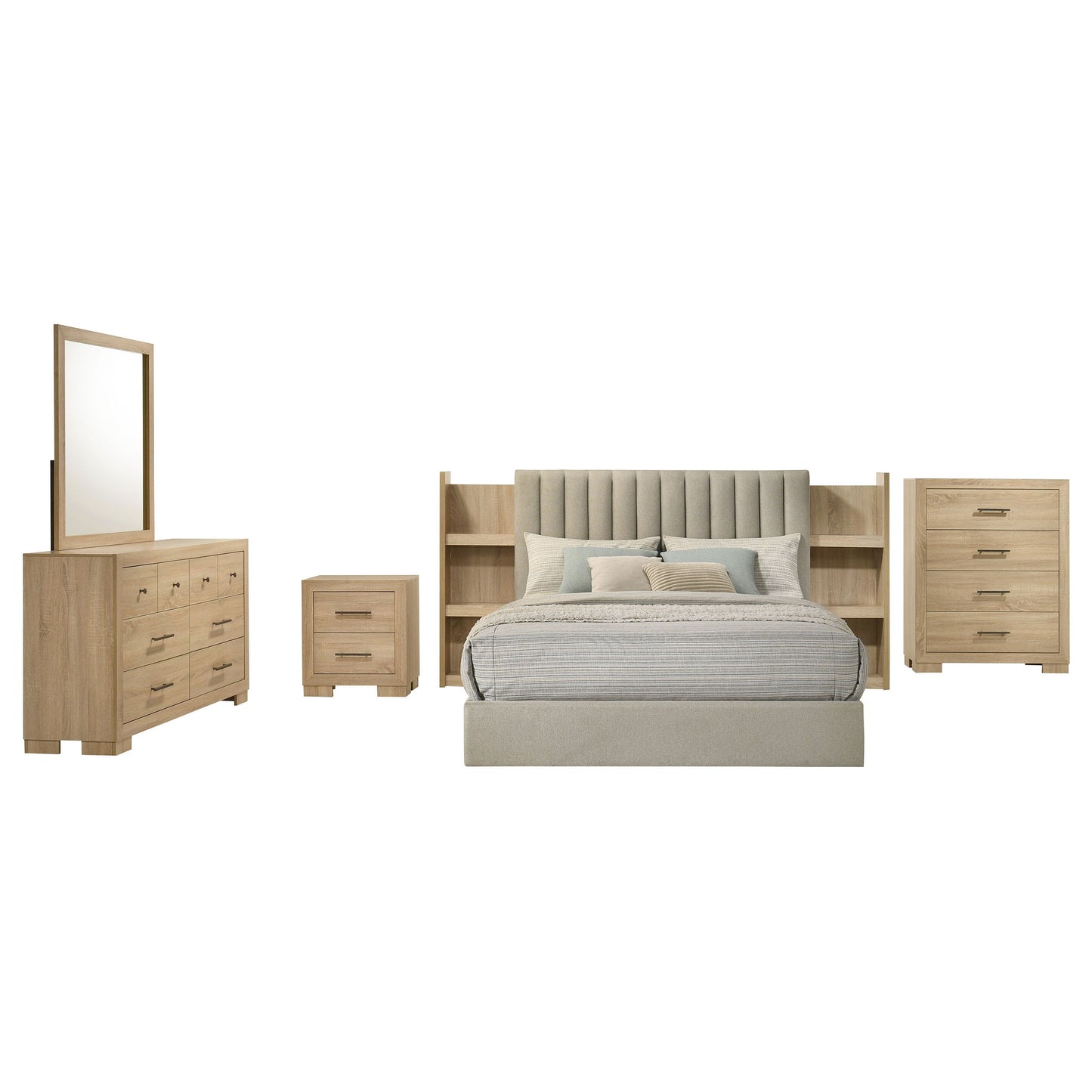 Ensemble de chambre à coucher Arielle 5 pièces avec lit queen size en chêne clair