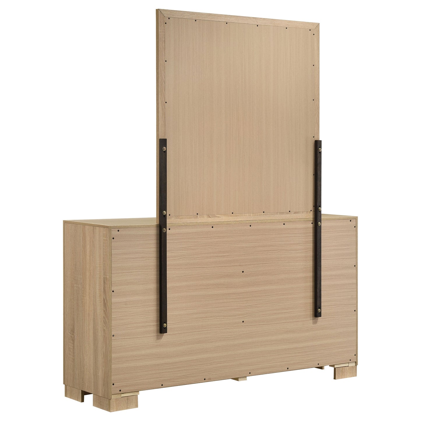 Commode de chambre Arielle à 6 tiroirs avec miroir en chêne clair