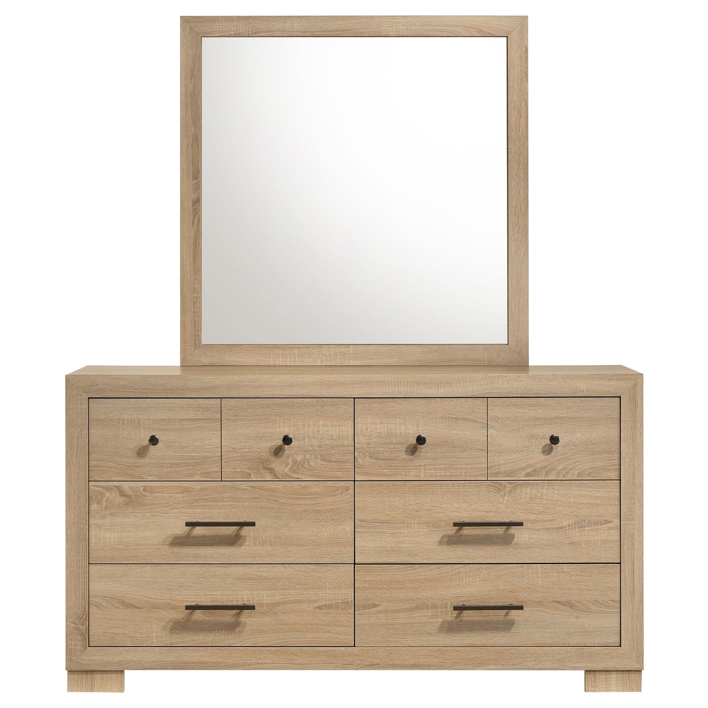 Commode de chambre Arielle à 6 tiroirs avec miroir en chêne clair
