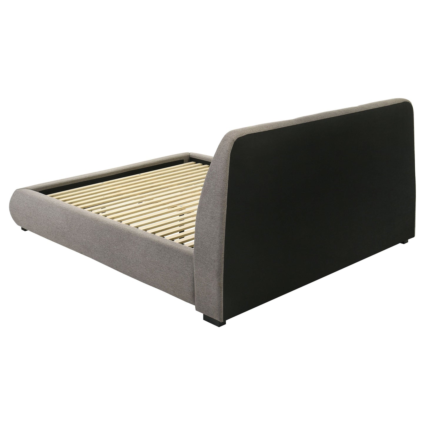 Lit plateforme king-size rembourré Mokena de 46 pouces, couleur taupe
