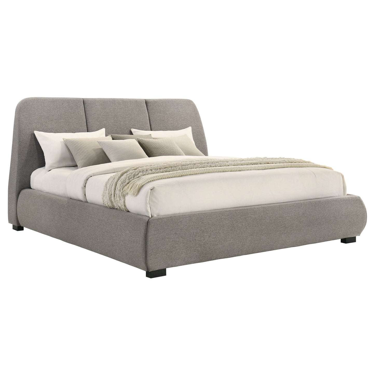 Lit plateforme king-size rembourré Mokena de 46 pouces, couleur taupe