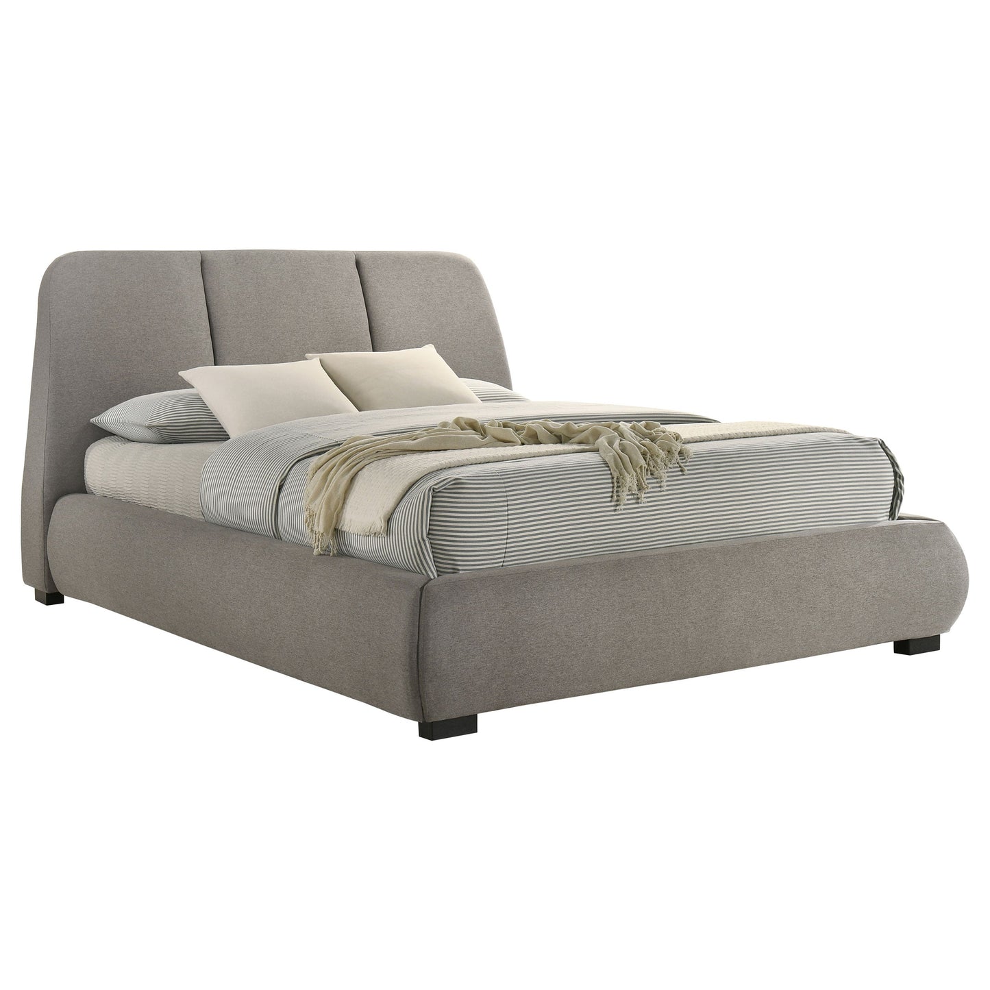 Lit plateforme queen rembourré Mokena de 46 pouces, couleur taupe