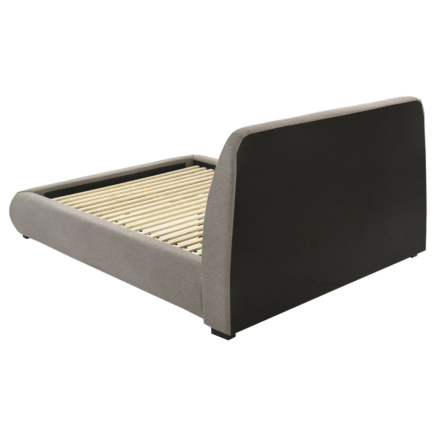 Lit plateforme queen rembourré Mokena de 46 pouces, couleur taupe