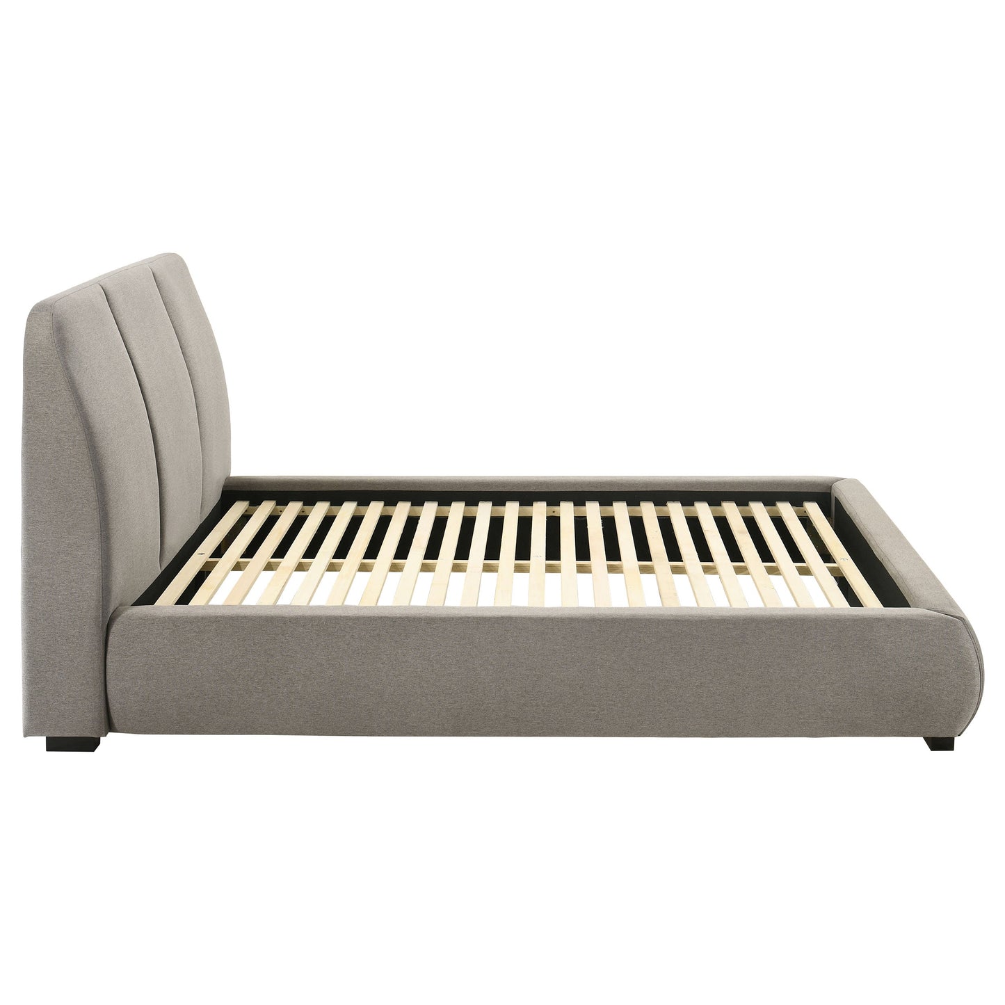 Lit plateforme queen rembourré Mokena de 46 pouces, couleur taupe