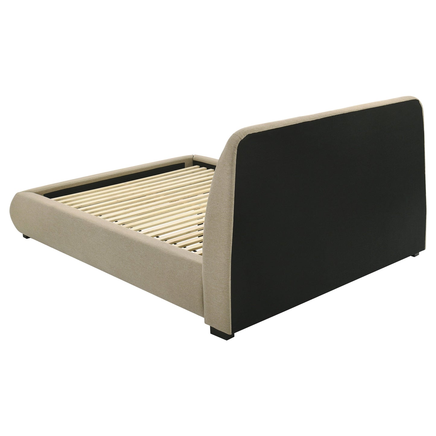 Lit plateforme queen rembourré Mokena de 46 pouces, marron