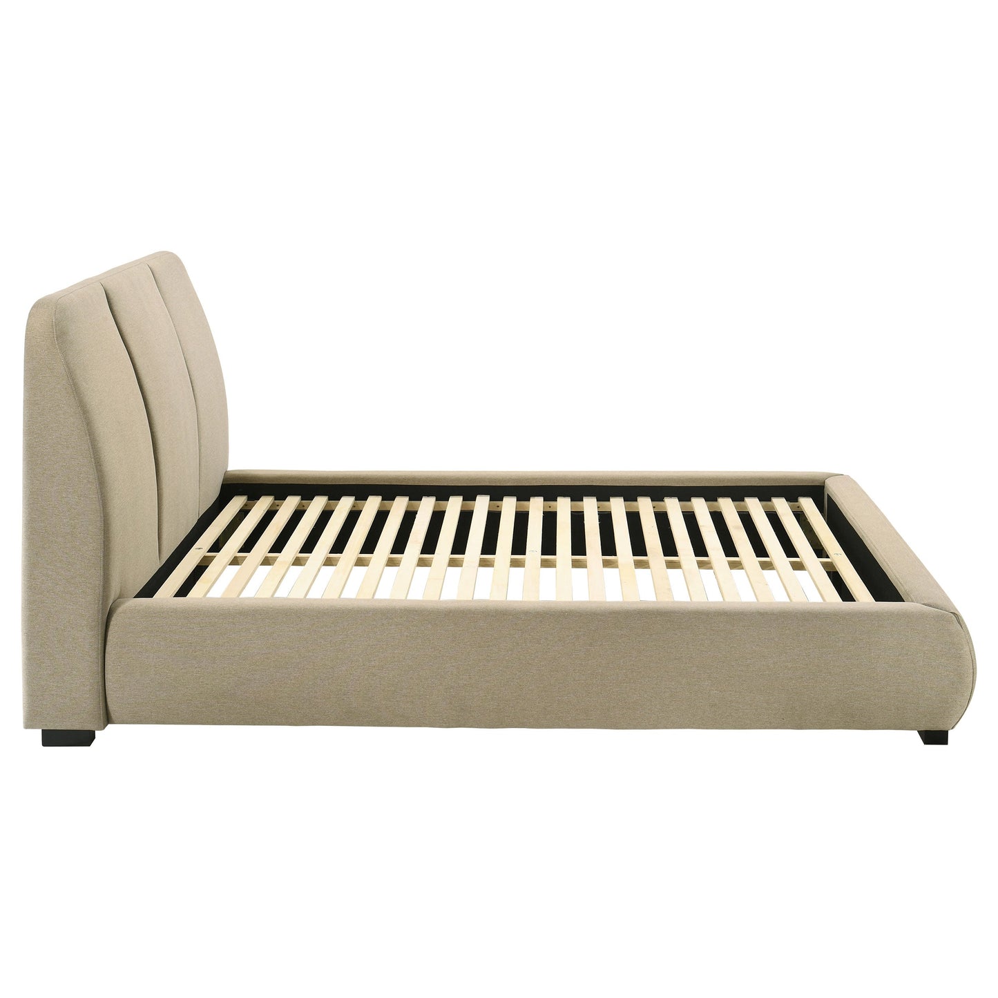 Lit plateforme queen rembourré Mokena de 46 pouces, marron