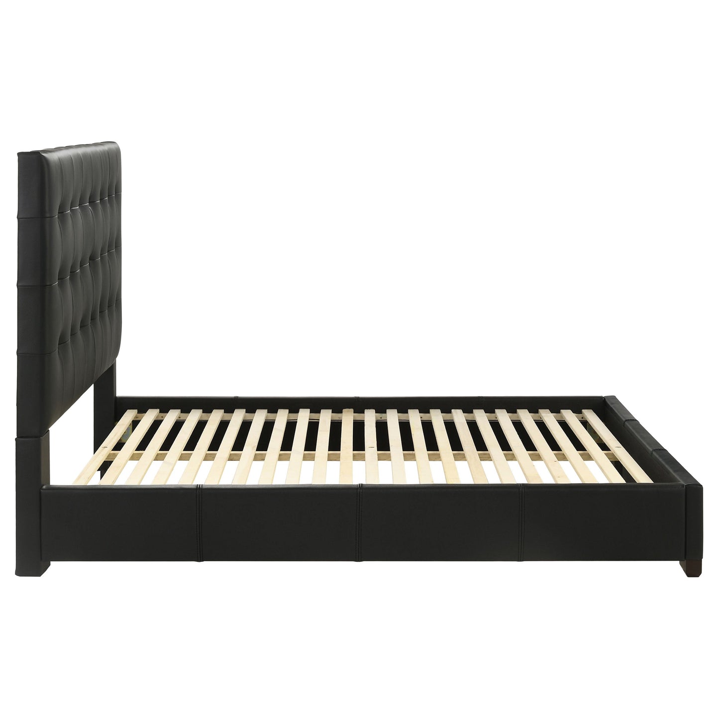 Lit plateforme Queen en cuir véritable Medley noir