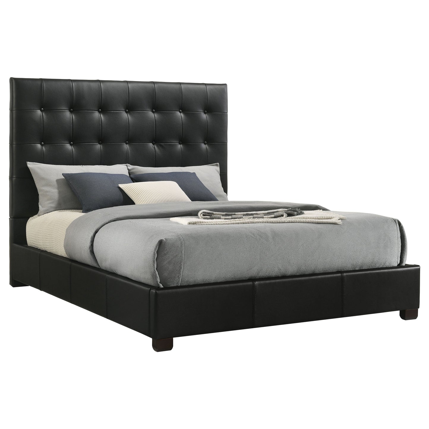 Lit plateforme Queen en cuir véritable Medley noir
