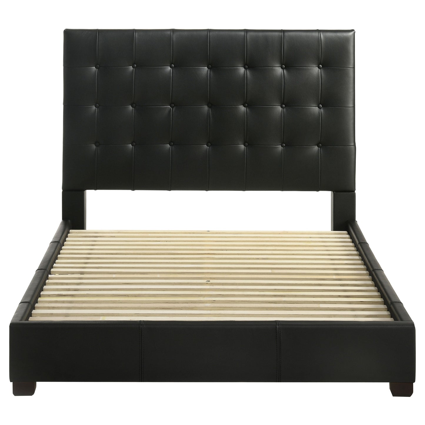 Lit plateforme Queen en cuir véritable Medley noir