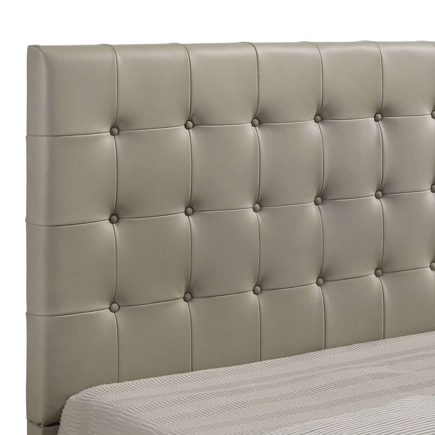 Lit plateforme Medley en cuir véritable style oriental, couleur beige