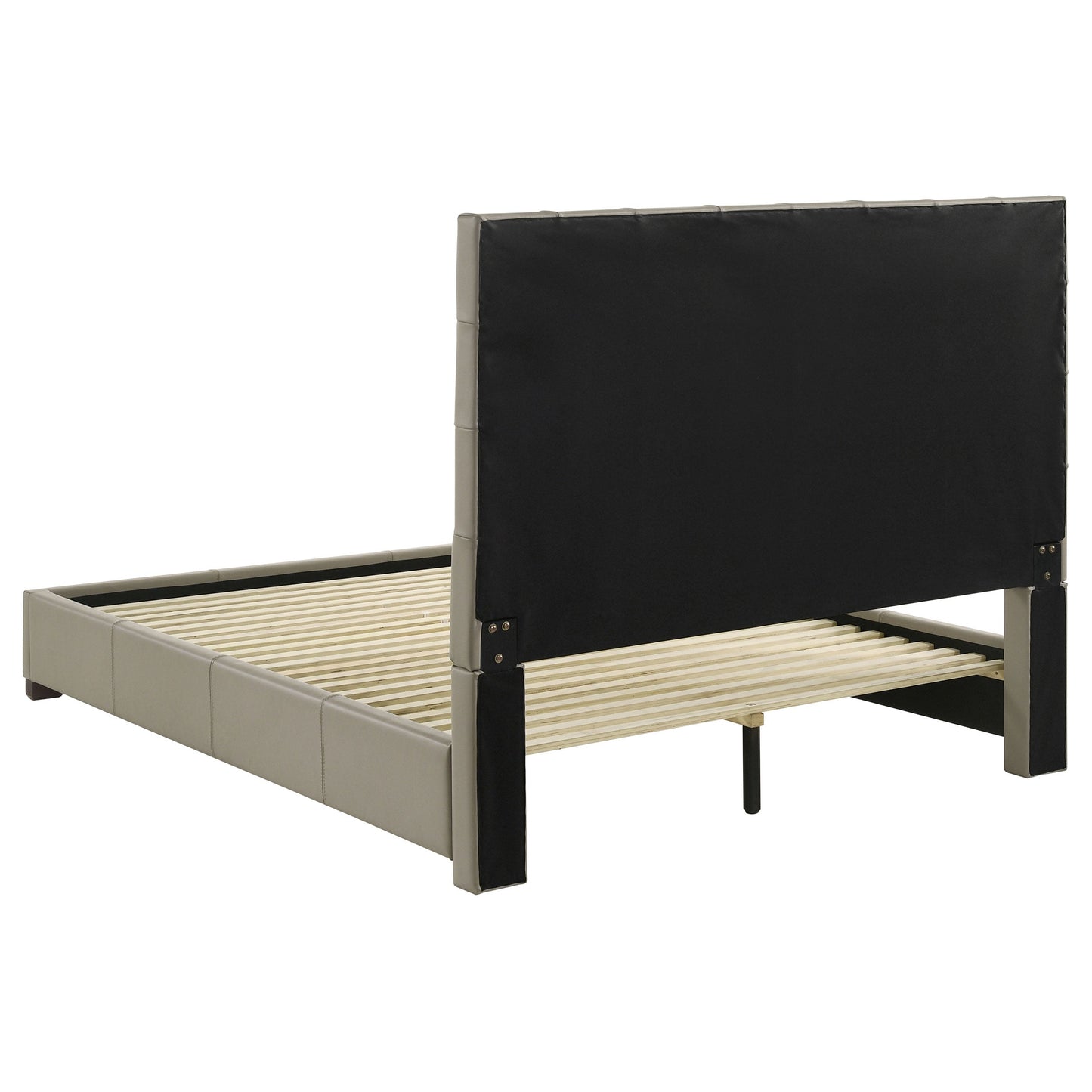 Lit plateforme Queen en cuir véritable Medley, beige