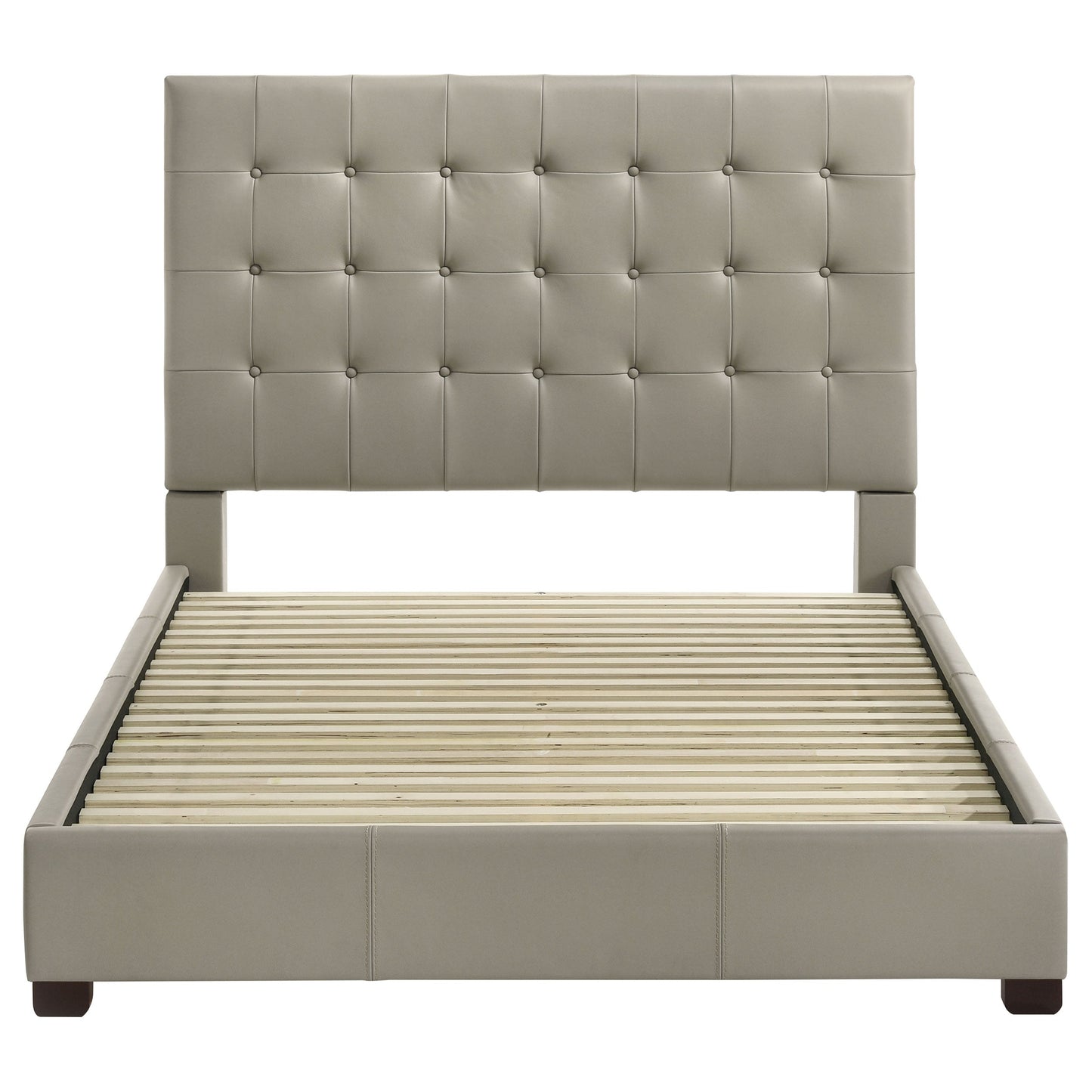 Lit plateforme Queen en cuir véritable Medley, beige