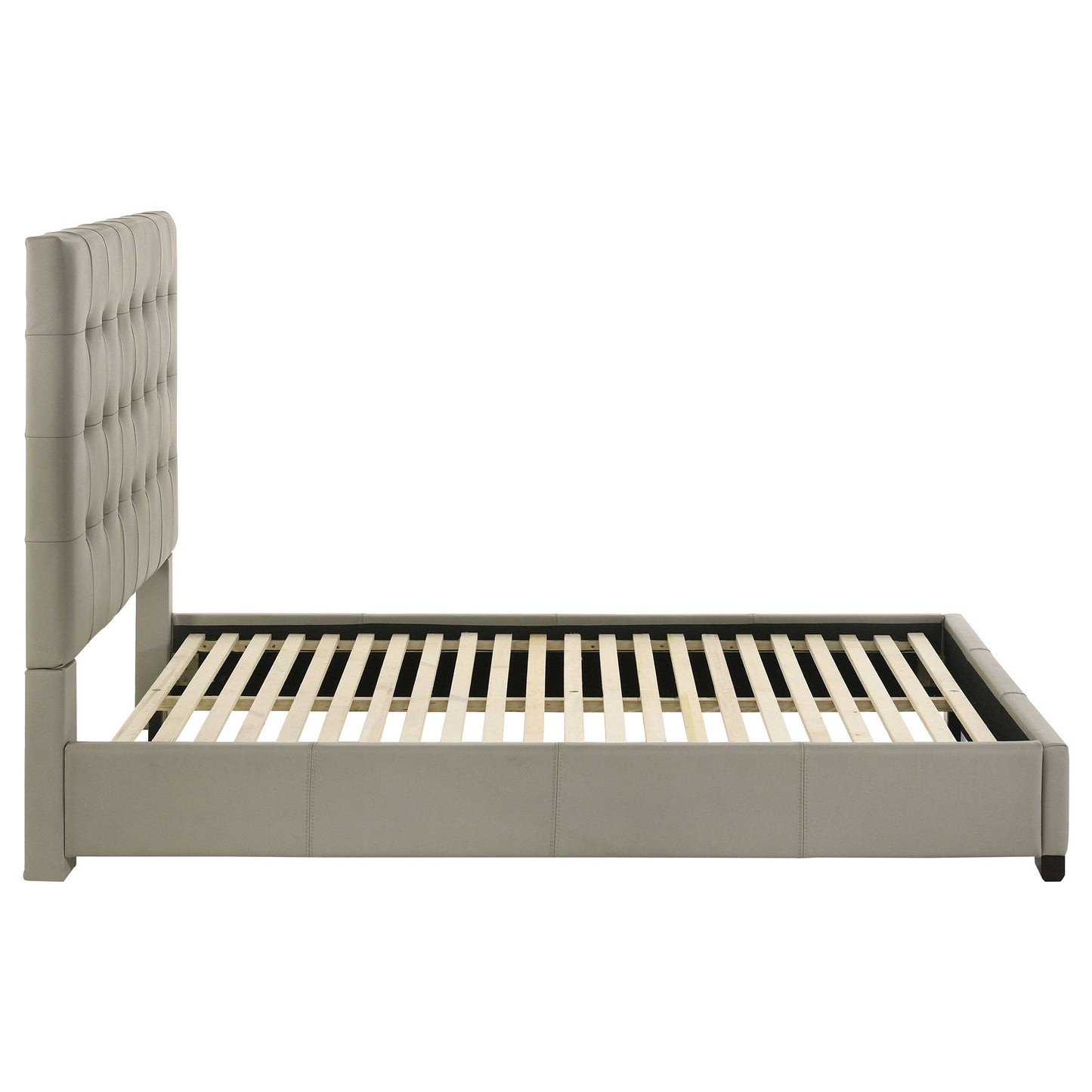 Lit plateforme Queen en cuir véritable Medley, beige