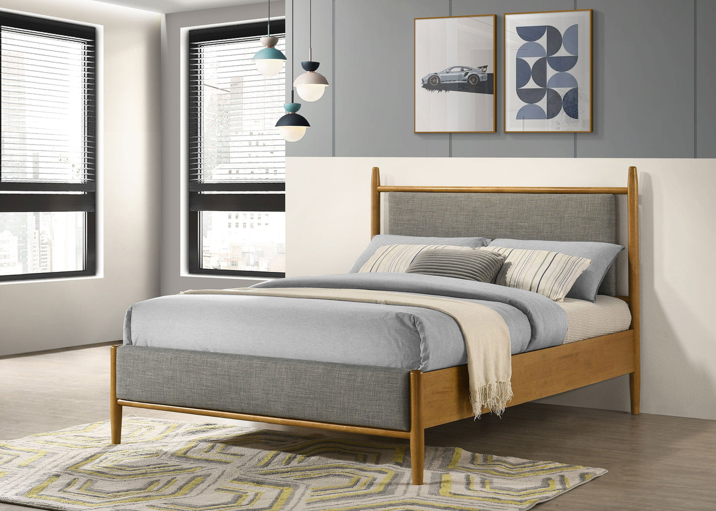 Lit plateforme Mason de 46 pouces, gris et marron clair