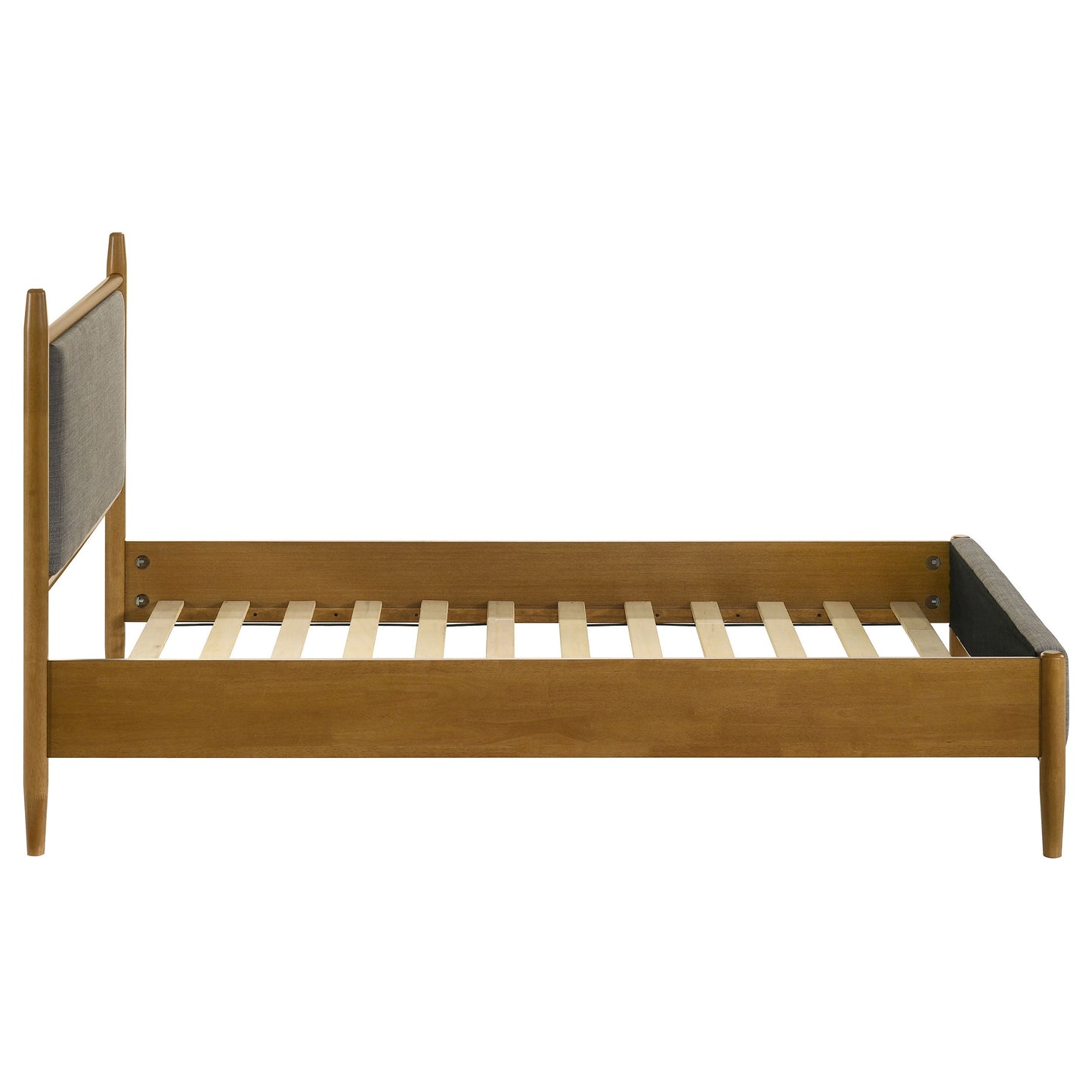 Lit plateforme Mason 46 pouces à panneaux simples, gris et marron clair